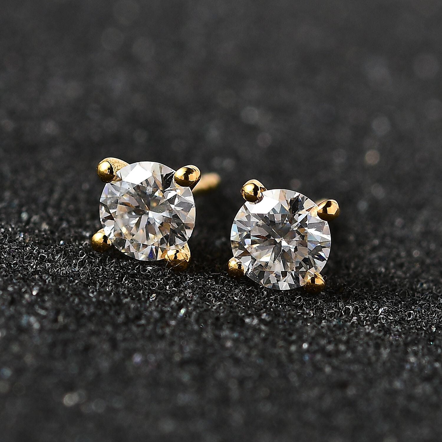 100 Faceted Moissanite Solitaire Stud Earrings in 18K Vermeil YG Plated Sterling Silver 7692633 4