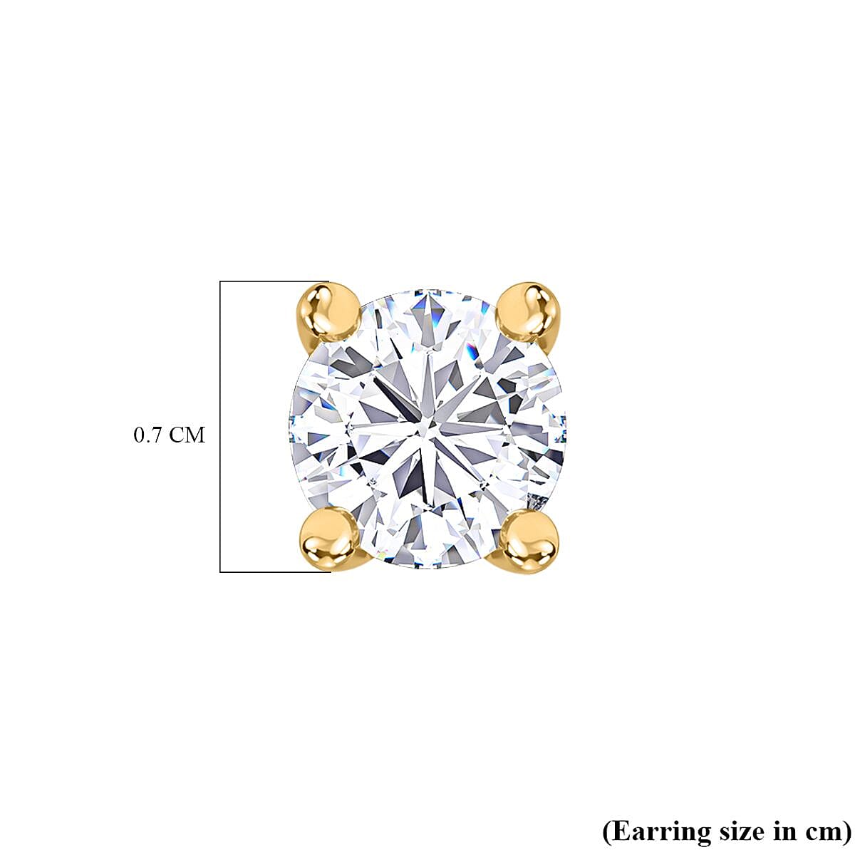 100 Faceted Moissanite Solitaire Stud Earrings in 18K Vermeil YG Plated Sterling Silver 7692633 10