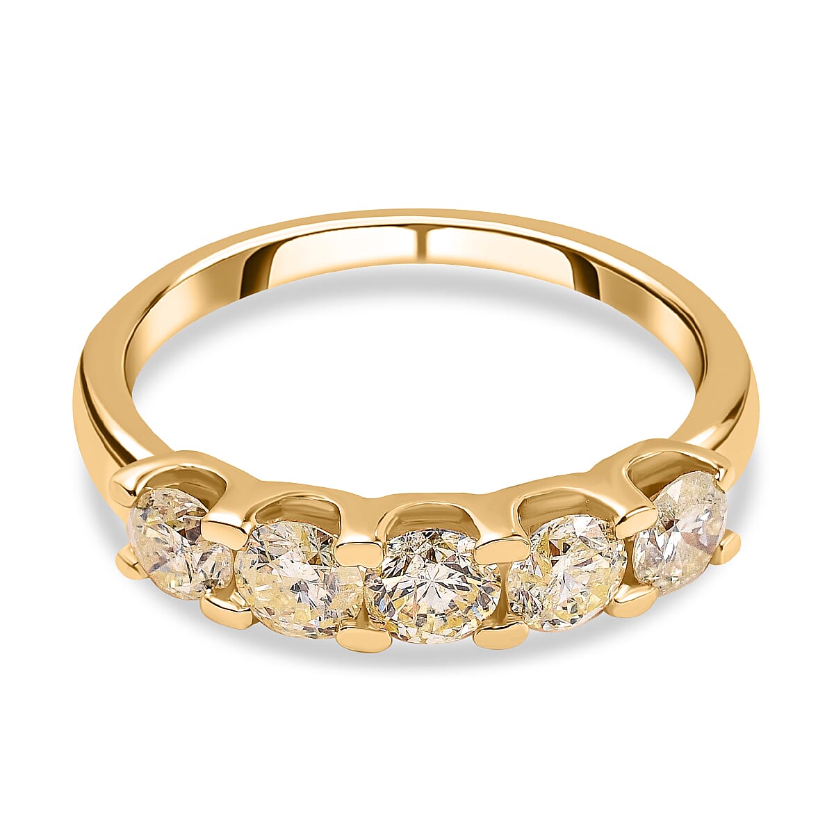 14K Yellow Gold SGL Certified Natural Yellow Diamond (I1-I2) 5 Stone Ring 1.00 Ct. 7510427 2