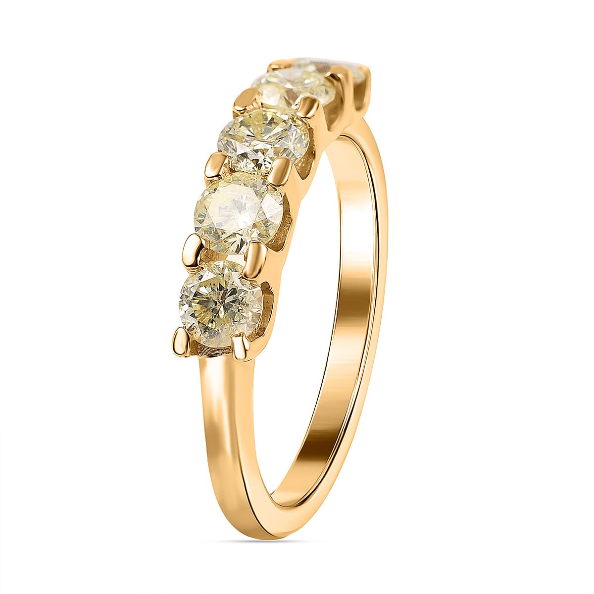 14K Yellow Gold SGL Certified Natural Yellow Diamond (I1-I2) 5 Stone Ring 1.00 Ct. 7510427 8