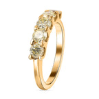 14K Yellow Gold SGL Certified Natural Yellow Diamond (I1-I2) 5 Stone Ring 1.00 Ct.