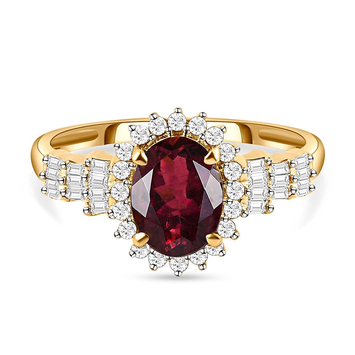 Monster Deal - 9K Yellow Gold AA Rubellite Halo Ring with Diamond Ring 1.57 Ct. 7020350 0
