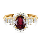 9K Yellow Gold Rubellite and Diamond Ring 1.57 Ct.