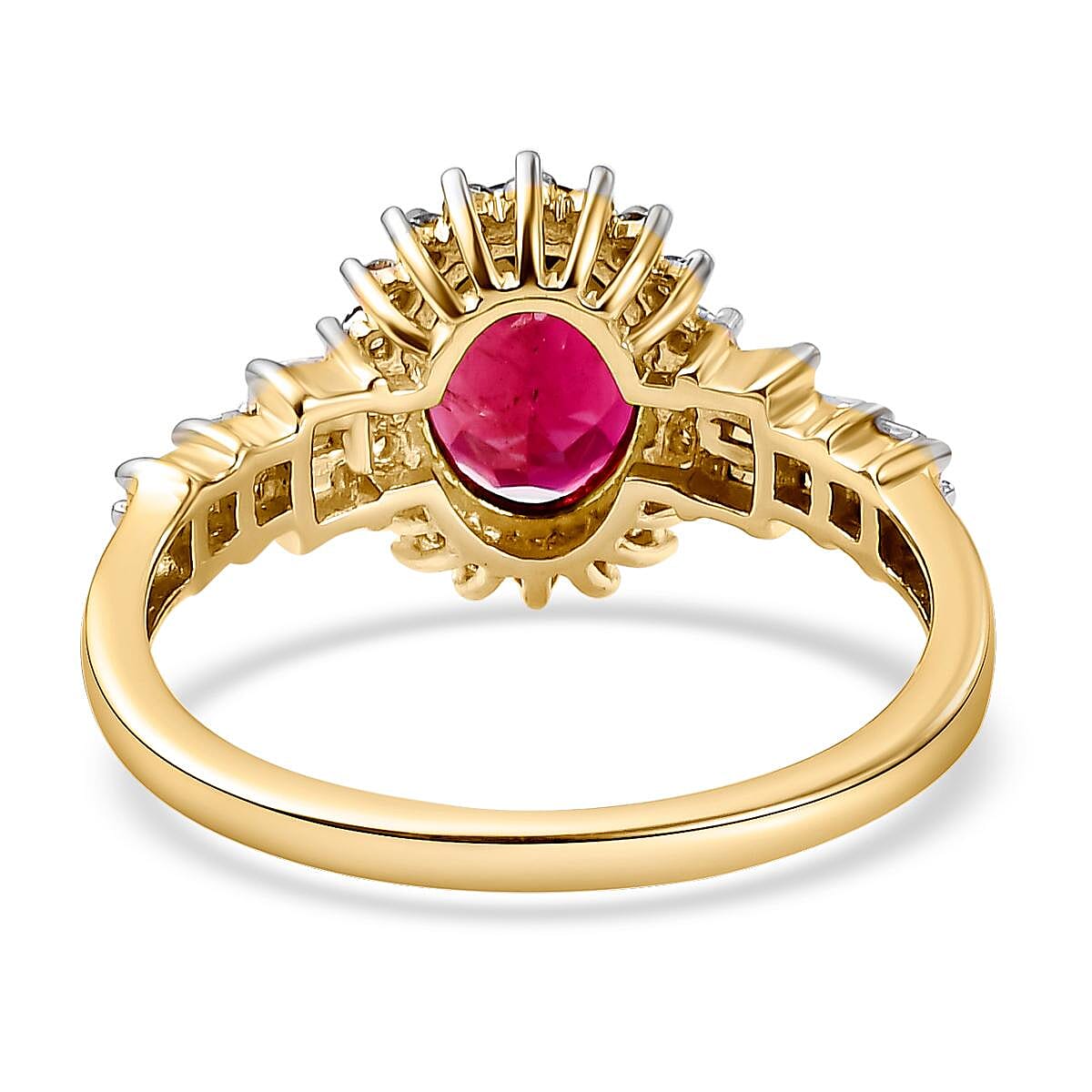 Monster Deal - 9K Yellow Gold AA Rubellite Halo Ring with Diamond Ring 1.57 Ct. 7020350 5