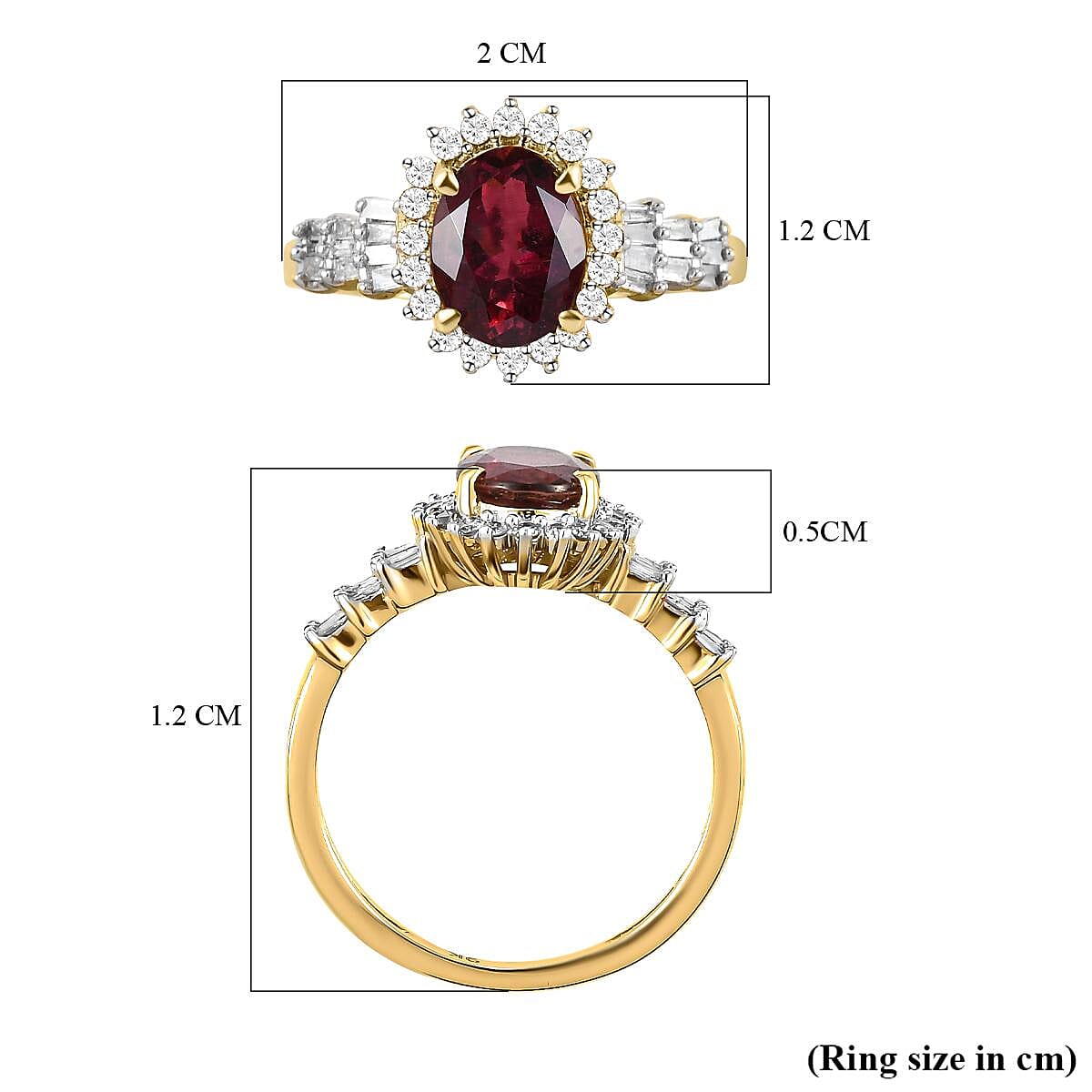 Monster Deal - 9K Yellow Gold AA Rubellite Halo Ring with Diamond Ring 1.57 Ct. 7020350 6