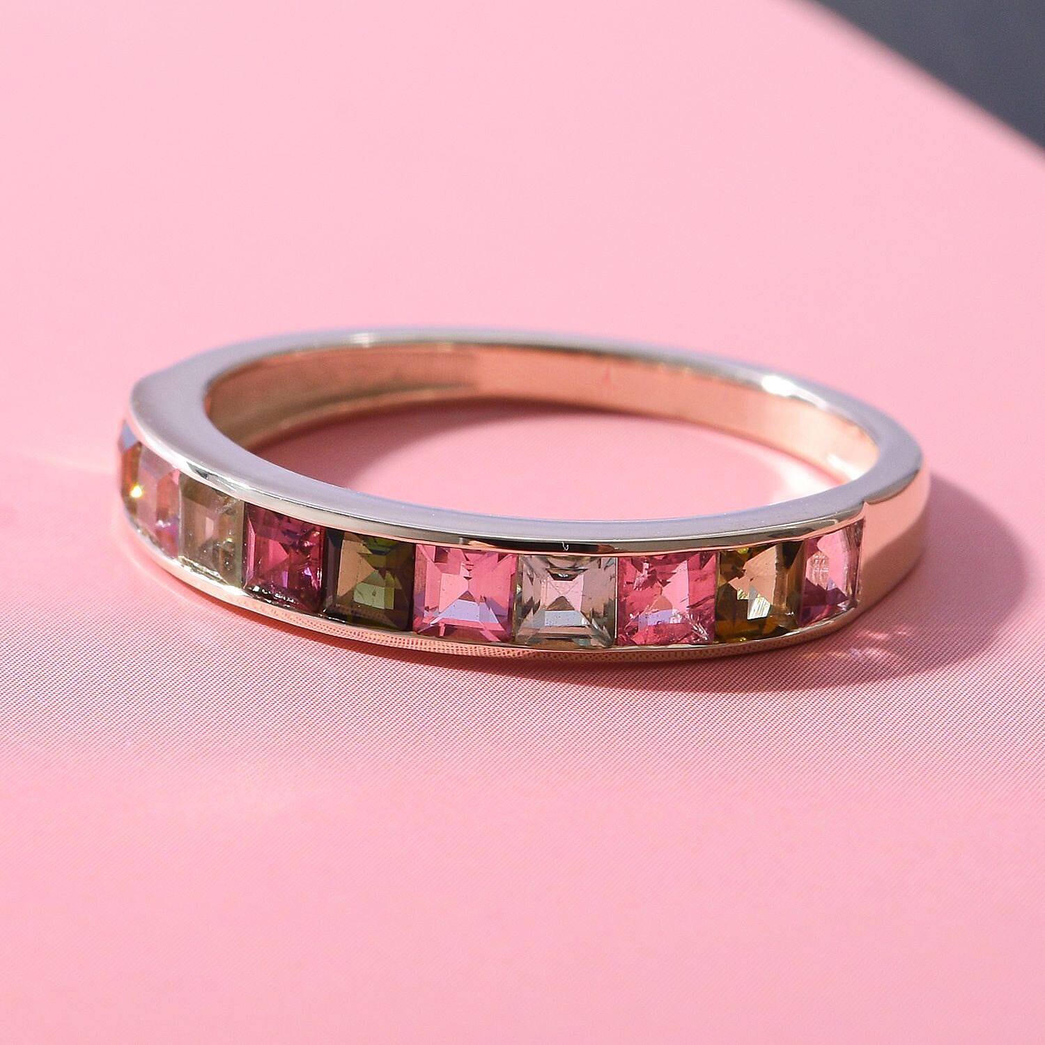 9K Yellow Gold Moissanite Multi Turmaline Half Eternity Ring 1.00 Ct. 7326011 8