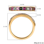 9K Yellow Gold Moissanite Multi Turmaline Half Eternity Ring 1.00 Ct.