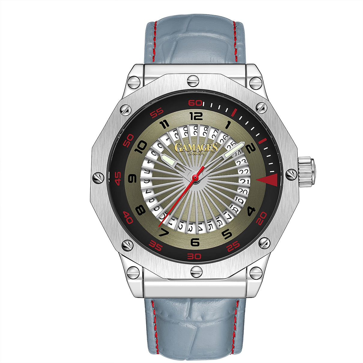 Monster Deal - Gamages Of London Compass Mens Watch with Grey Colour Leather Strap 7260709 0