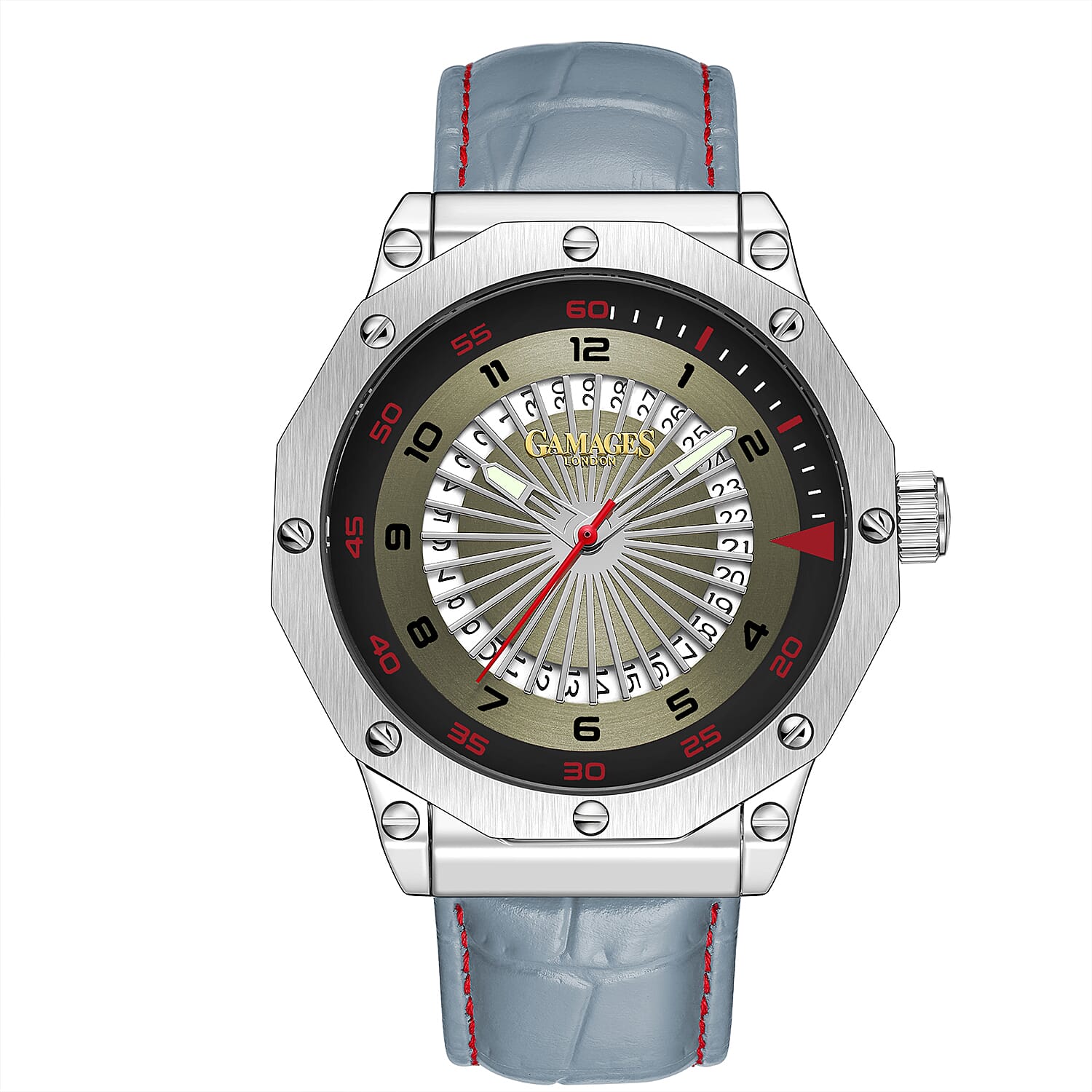 Monster Deal - Gamages Of London Compass Mens Watch with Grey Colour Leather Strap 7260709 0