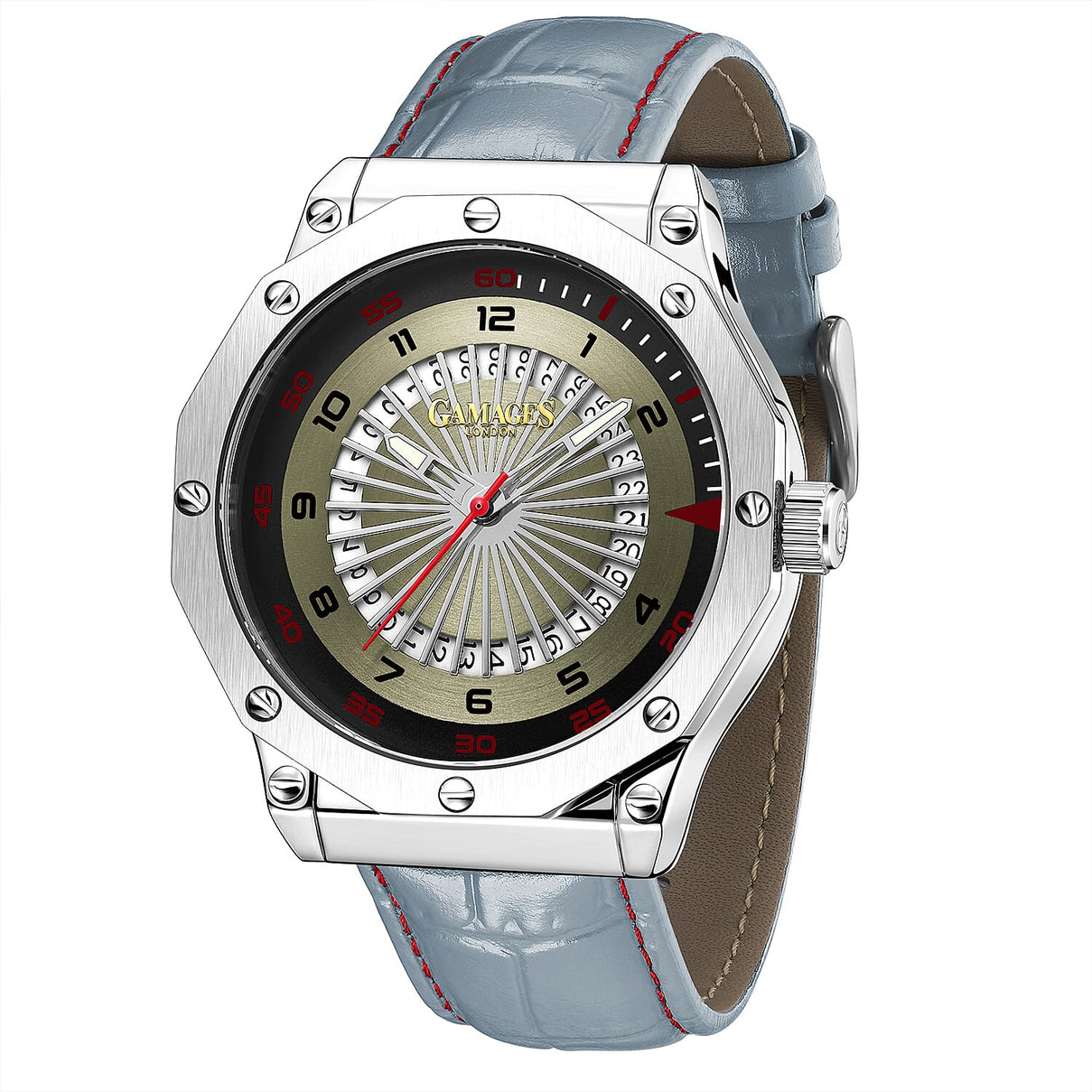 Monster Deal - Gamages Of London Compass Mens Watch with Grey Colour Leather Strap 7260709 3