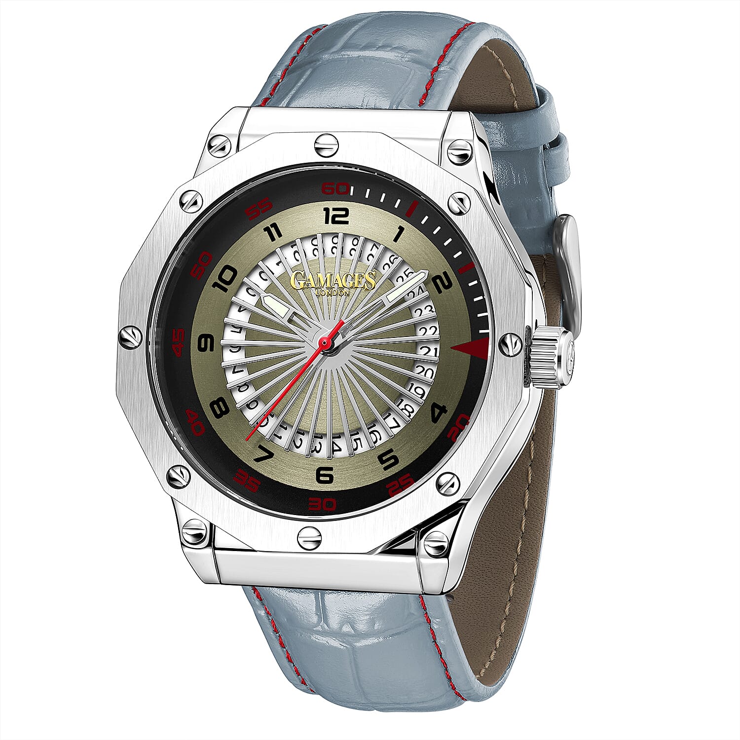 Monster Deal - Gamages Of London Compass Mens Watch with Grey Colour Leather Strap 7260709 3