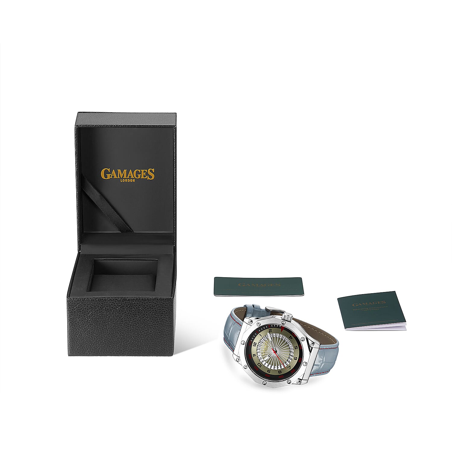 Monster Deal - Gamages Of London Compass Mens Watch with Grey Colour Leather Strap 7260709 4