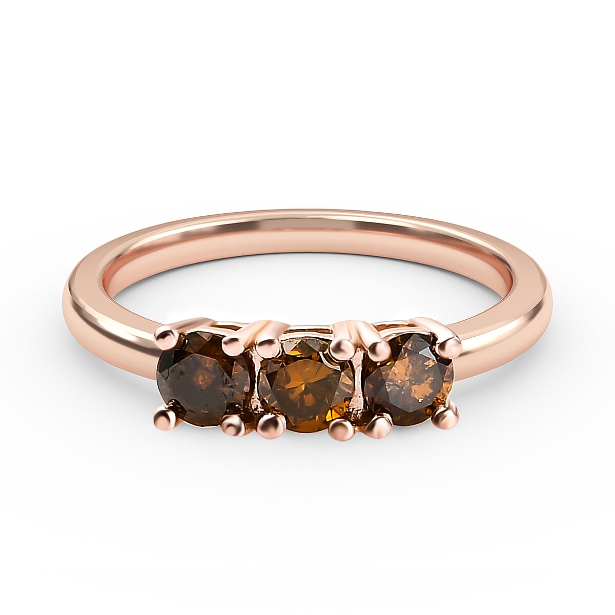 Monster Deal - Red Diamond Trilogy Ring in Vermeil Rose Gold Sterling Silver 0.50 Ct. 7072560 0
