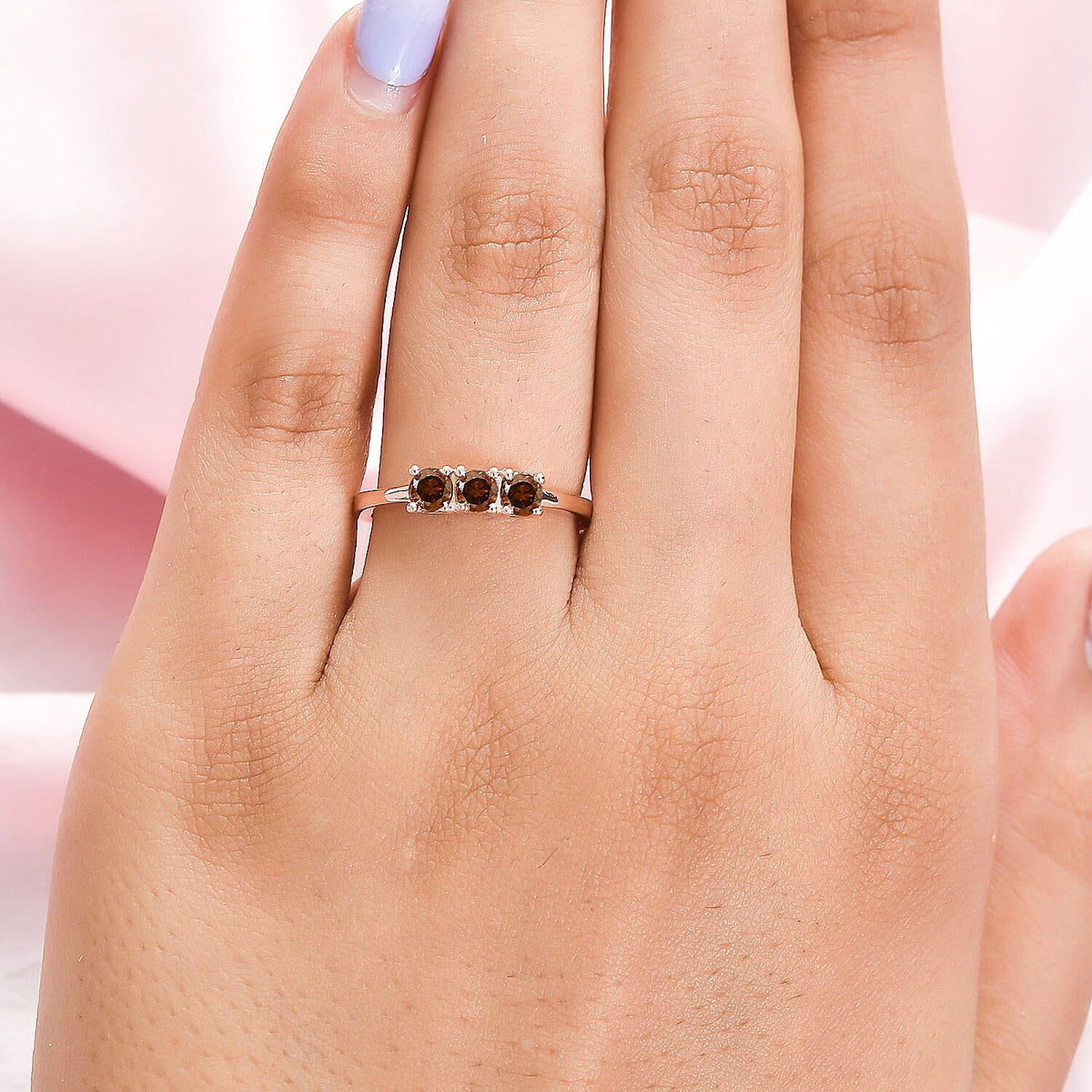 Monster Deal - Red Diamond Trilogy Ring in Vermeil Rose Gold Sterling Silver 0.50 Ct. 7072560 2