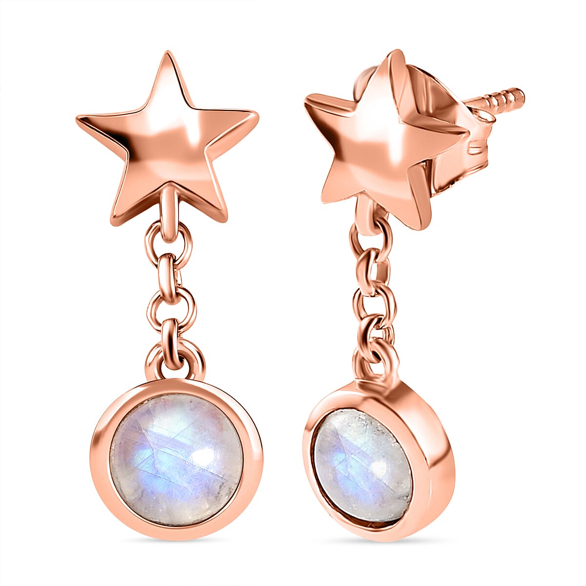 Premium Rainbow Moonstone Dangle Earrings in 18K Rose Gold Vermeil Plated Sterling Silver 1.31 Ct. 7533092 0