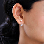 Premium Rainbow Moonstone Dangle Earrings in 18K Rose Gold Vermeil Plated Sterling Silver 1.31 Ct.