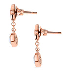 Premium Rainbow Moonstone Dangle Earrings in 18K Rose Gold Vermeil Plated Sterling Silver 1.31 Ct.