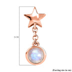Premium Rainbow Moonstone Dangle Earrings in 18K Rose Gold Vermeil Plated Sterling Silver 1.31 Ct.