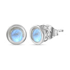 Moon Glow Moonstone Solitaire Earrings in Rhodium Overlay Sterling Silver 1.64 Ct