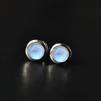 Moon Glow Moonstone Solitaire Earrings in Rhodium Overlay Sterling Silver 1.64 Ct