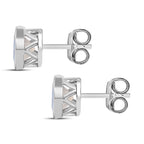 Moon Glow Moonstone Solitaire Earrings in Rhodium Overlay Sterling Silver 1.64 Ct