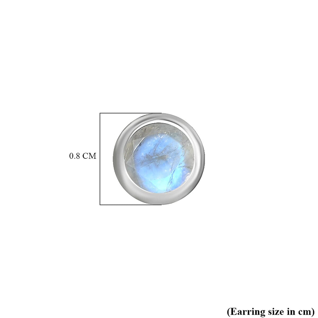 Moon Glow Moonstone Solitaire Earrings in Rhodium Overlay Sterling Silver 1.64 Ct