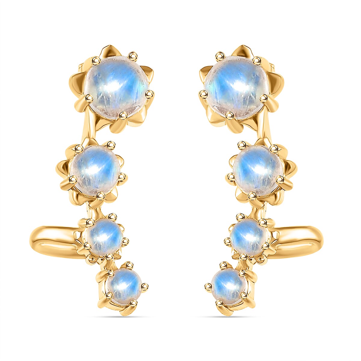 Premium Rainbow Moonstone Earrings in 18K Yellow Gold Plated Sterling Silver 2.44 Ct. 7537361 0