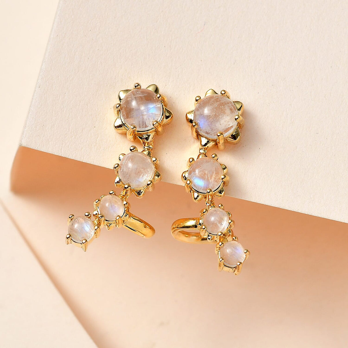 Premium Rainbow Moonstone Earrings in 18K Yellow Gold Plated Sterling Silver 2.44 Ct. 7537361 1