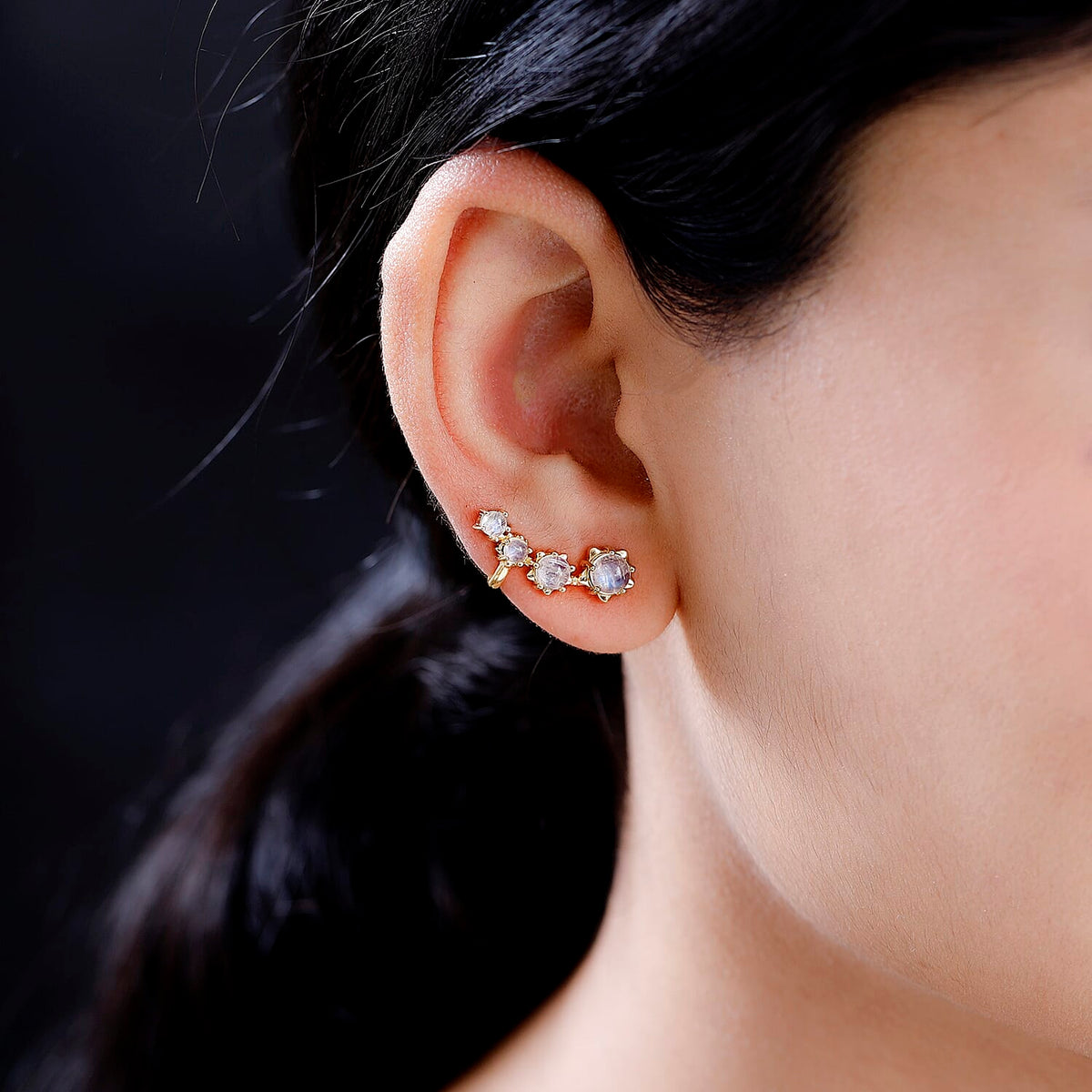 Premium Rainbow Moonstone Earrings in 18K Yellow Gold Plated Sterling Silver 2.44 Ct. 7537361 2