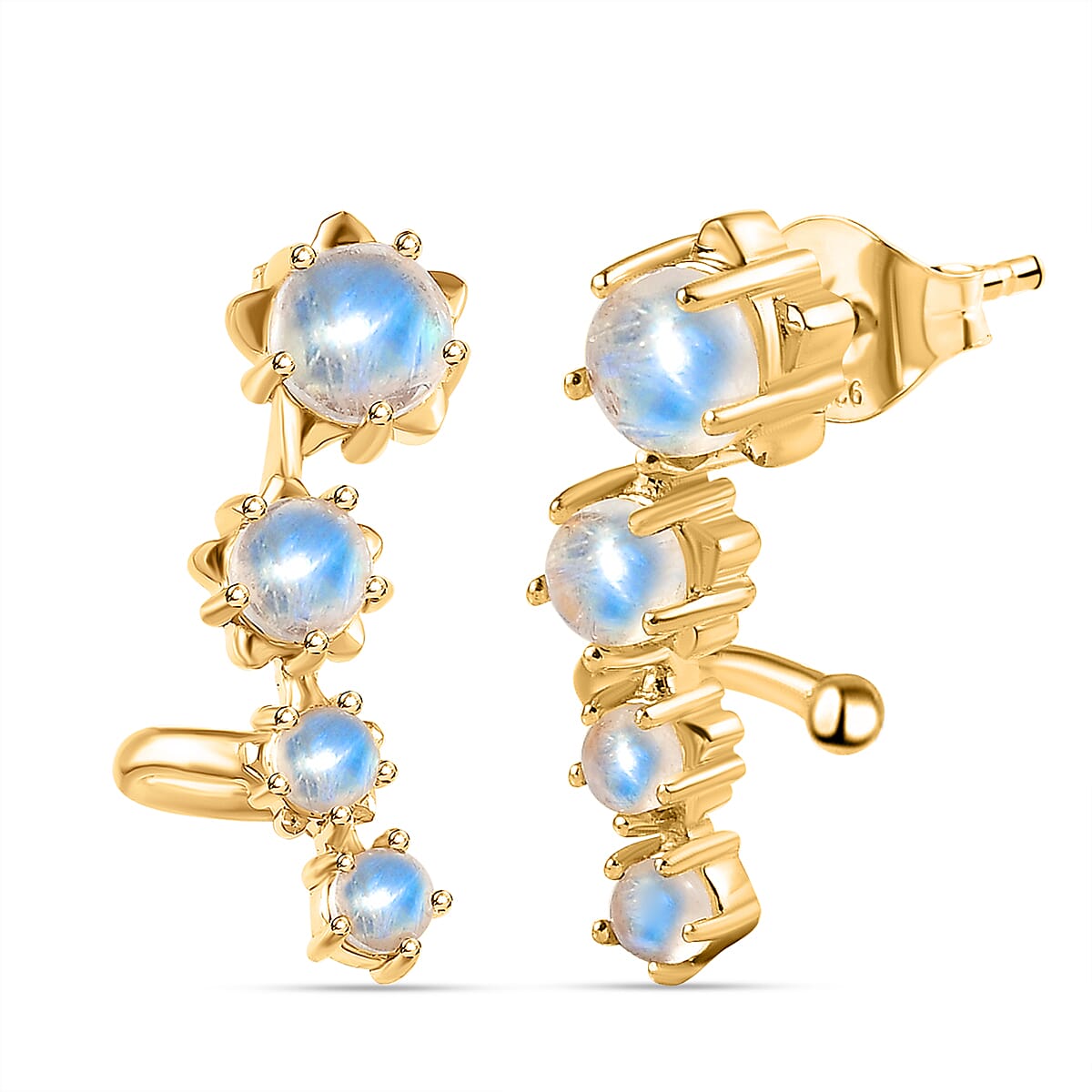 Premium Rainbow Moonstone Earrings in 18K Yellow Gold Plated Sterling Silver 2.44 Ct. 7537361 4