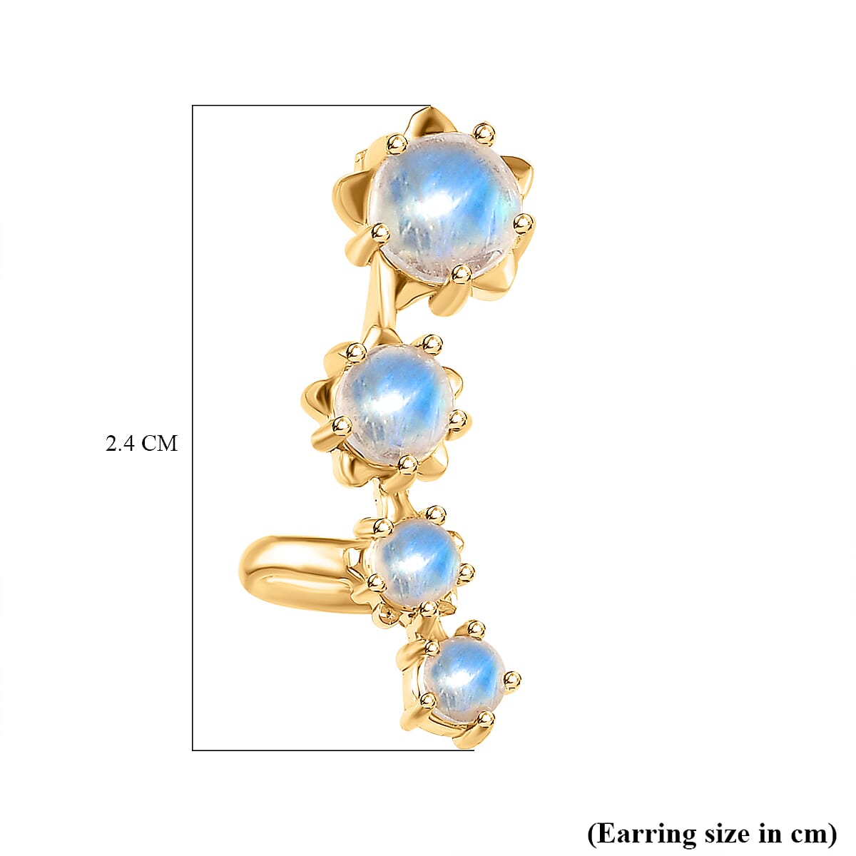 Premium Rainbow Moonstone Earrings in 18K Yellow Gold Plated Sterling Silver 2.44 Ct. 7537361 5