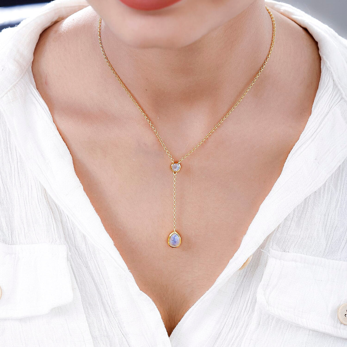 Premium Rainbow Moonstone Necklace (Size - 20) in 18K Yellow Gold Vermeil Plated Sterling Silver 2.17 Ct. 7533160 1