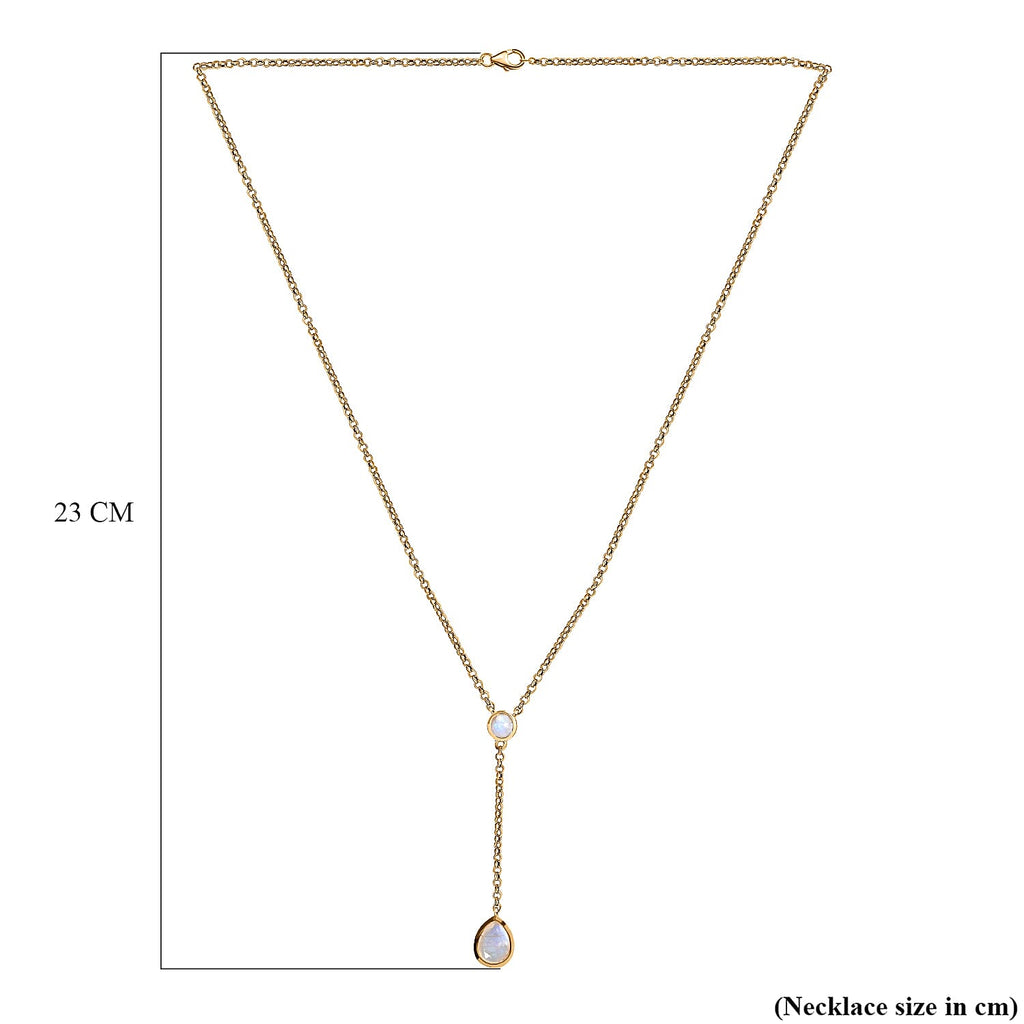 Premium Rainbow Moonstone Necklace (Size - 20) in 18K Yellow Gold Vermeil Plated Sterling Silver 2.17 Ct.