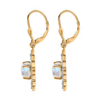 Premium Rainbow Moonstone & Moissanite Earrings in 18K Yellow Gold Vermeil Plated Sterling Silver 2.52 Ct.
