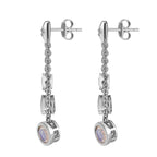 Premium Rainbow Moonstone & Moissanite Earrings in Platinum Overlay Sterling Silver 3.23 Ct.