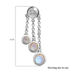 Premium Rainbow Moonstone & Moissanite Earrings in Platinum Overlay Sterling Silver 3.23 Ct.