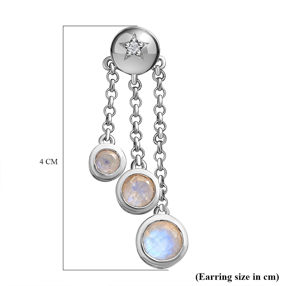 Premium Rainbow Moonstone and Moissanite Earrings in Platinum Overlay Sterling Silver 3.23 Ct. 7533253 6