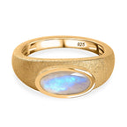 Moon Glow Moonstone Solitaire Ring in 18K YG Vermeil Plated Sterling Silver 1.18 Ct