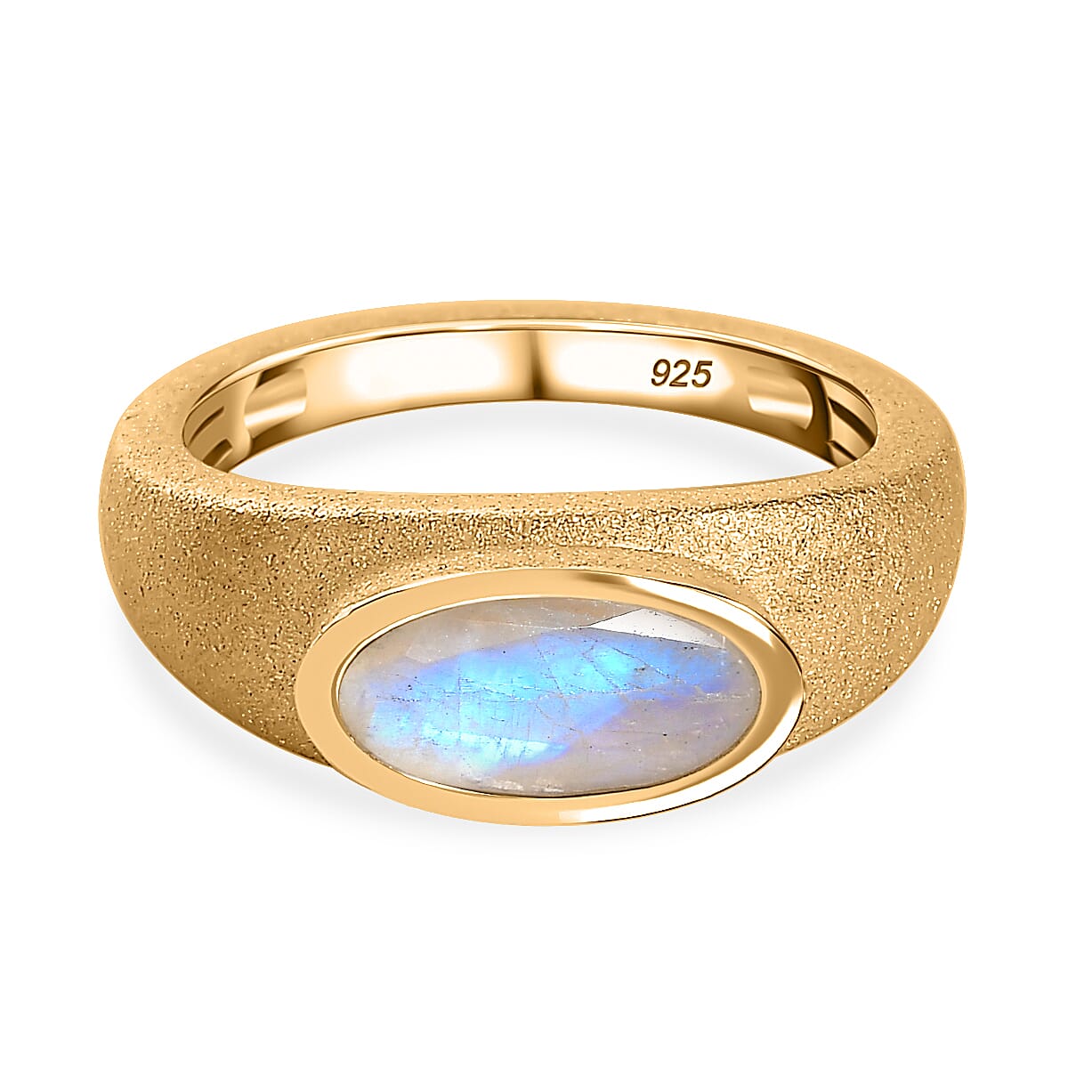 Moon Glow Moonstone Solitaire Ring in 18K Yellow Gold Vermeil Plated Sterling Silver 1.18 Ct 7802990 0