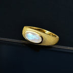 Moon Glow Moonstone Solitaire Ring in 18K YG Vermeil Plated Sterling Silver 1.18 Ct