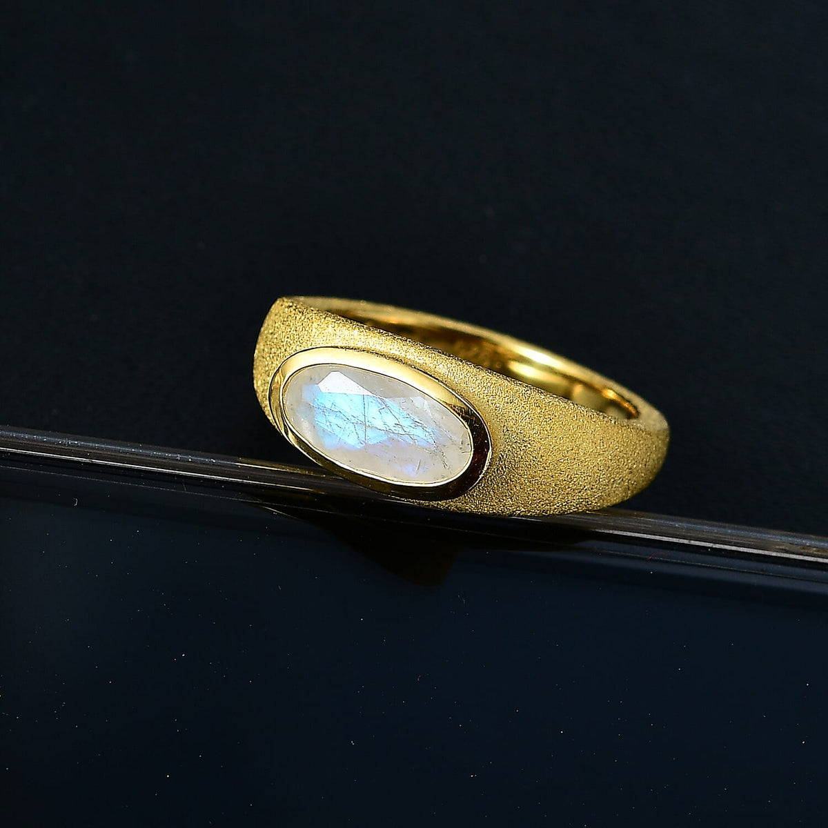 Moon Glow Moonstone Solitaire Ring in 18K Yellow Gold Vermeil Plated Sterling Silver 1.18 Ct 7802990 3