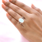 Moon Glow Stone Solitaire Ring in Platinum Overlay Sterling Silver 4.28 Ct.