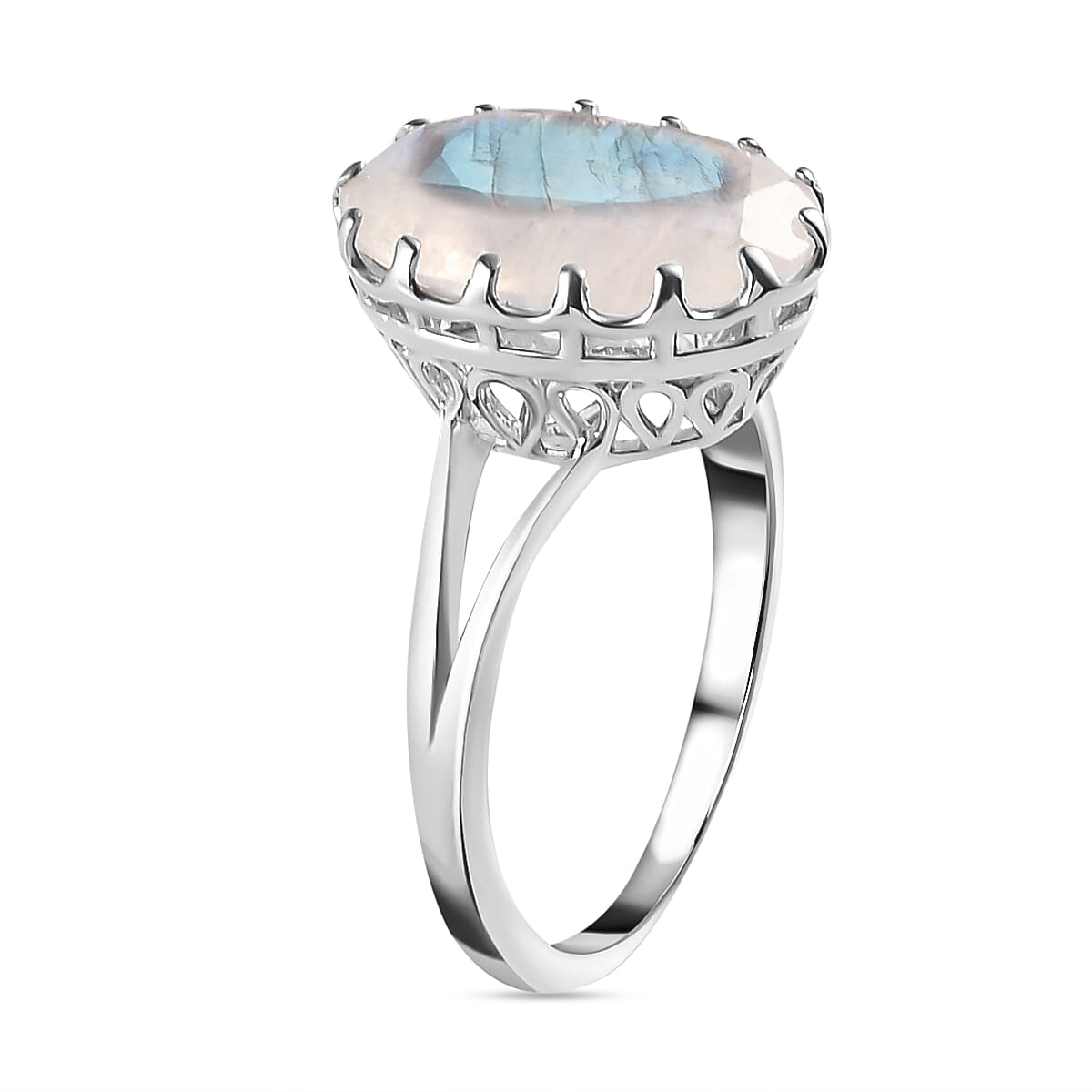 Moon Glow Stone Solitaire Ring in Platinum Overlay Sterling Silver 4.28 Ct. 7188706 4