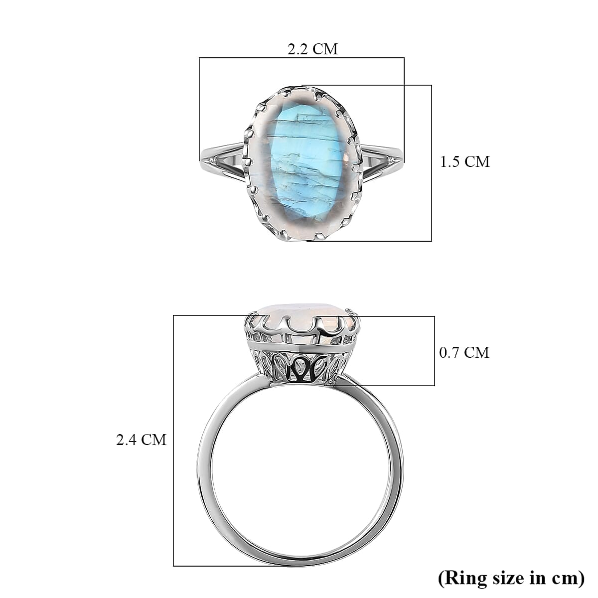 Moon Glow Stone Solitaire Ring in Platinum Overlay Sterling Silver 4.28 Ct. 7188706 6