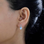 Moon Glow Moonstone Solitaire Earrings in Rhodium Overlay Sterling Silver 1.50 Ct