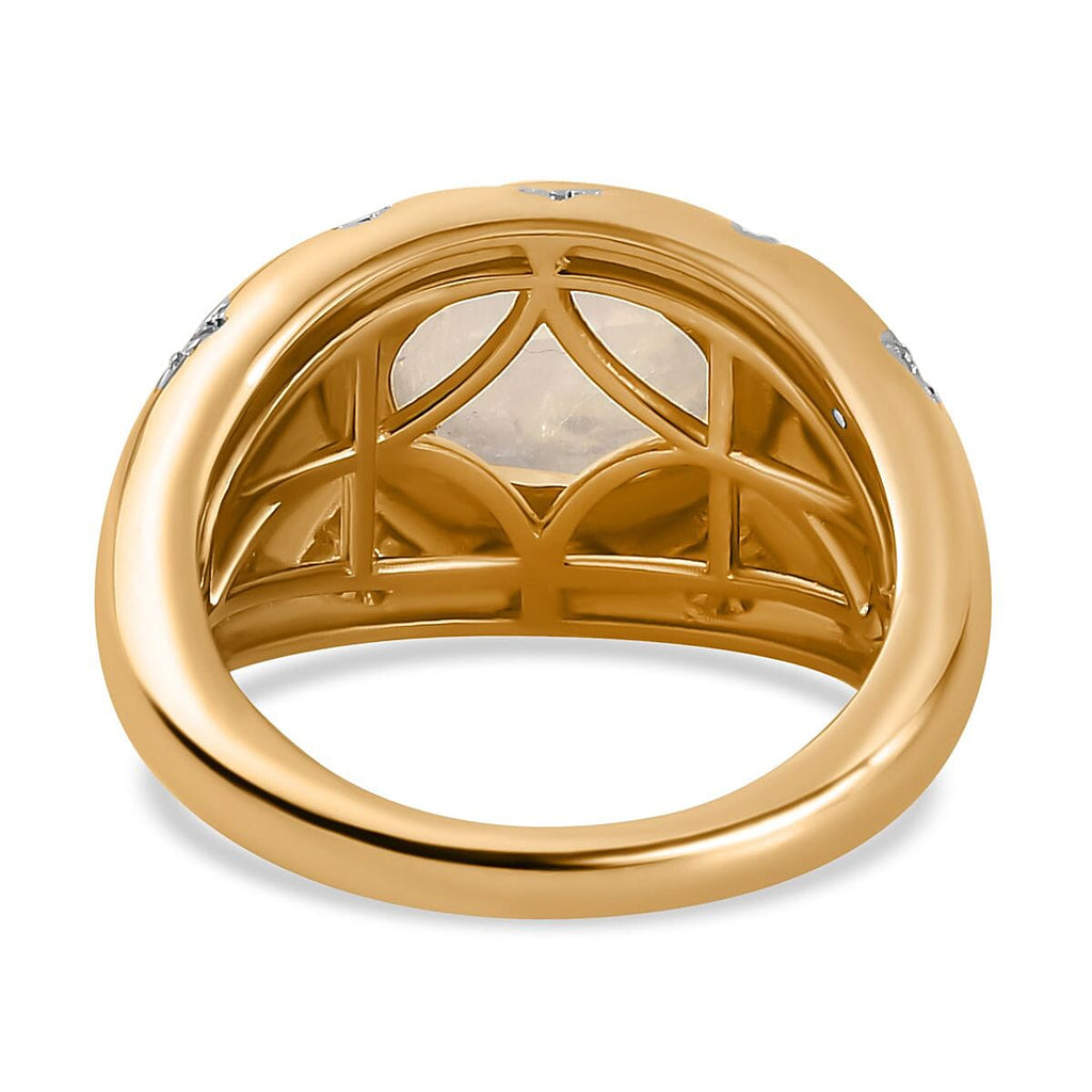 The Lunar Collection - Moon Glow Stone & Natural Zircon Ring in 18K YG Vermeil Plated Sterling Silver 3.00 Ct.