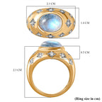 The Lunar Collection - Moon Glow Stone & Natural Zircon Ring in 18K YG Vermeil Plated Sterling Silver 3.00 Ct.