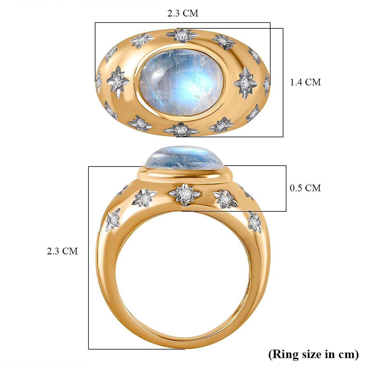 The Lunar Collection - Moon Glow Stone and Natural Zircon Ring in 18K Yellow Gold Vermeil Plated Sterling Silver 3.00 Ct. 7773980 6