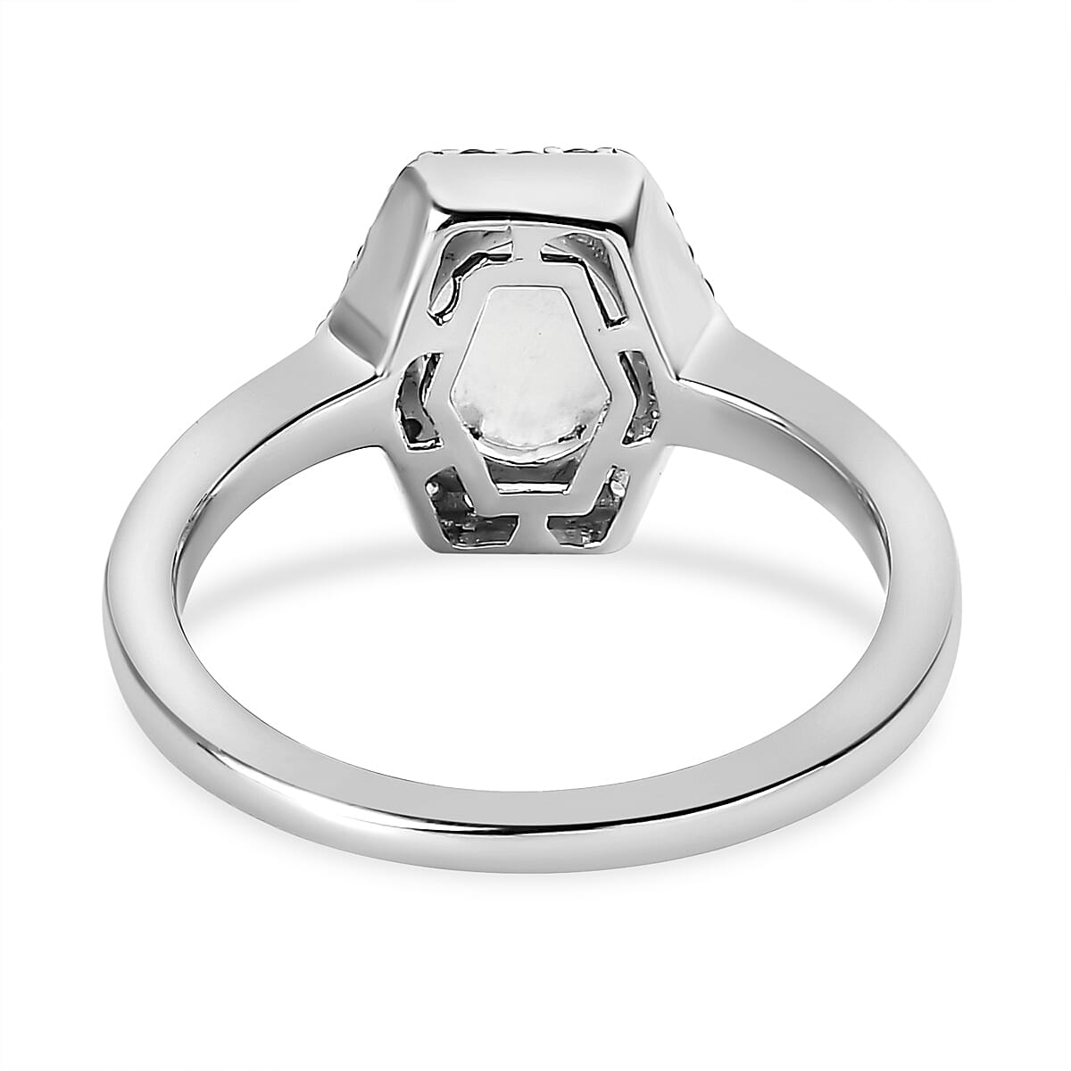 Premium Rainbow Moonstone and Natural Zircon Ring in Platinum Overlay Sterling Silver 1.63 Ct. 7510939 4