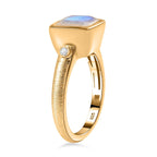 Moon Glow Moonstone & Natural Zircon Ring in 18K YG Vermeil Sterling Silver 2.38 Ct